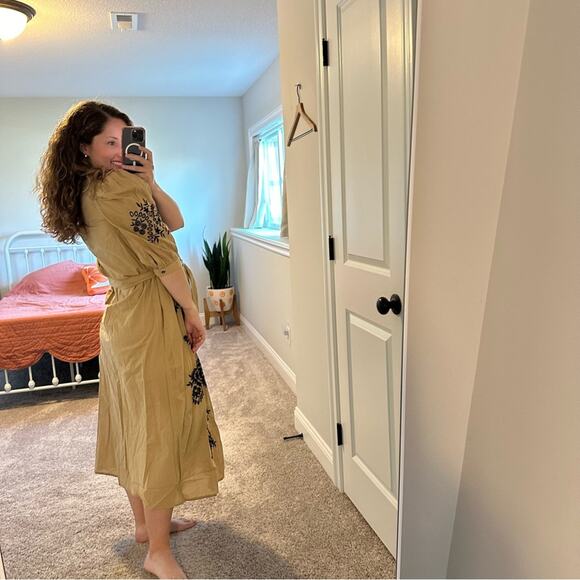 NWT Anthropologie Ottod’Ame Tan Black Cotton Embroidered Maxi Dress Small - Picture 3 of 16